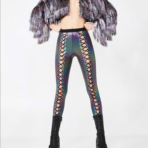 Club Exx Dollskill Oil Spill Holo Corset Leggings